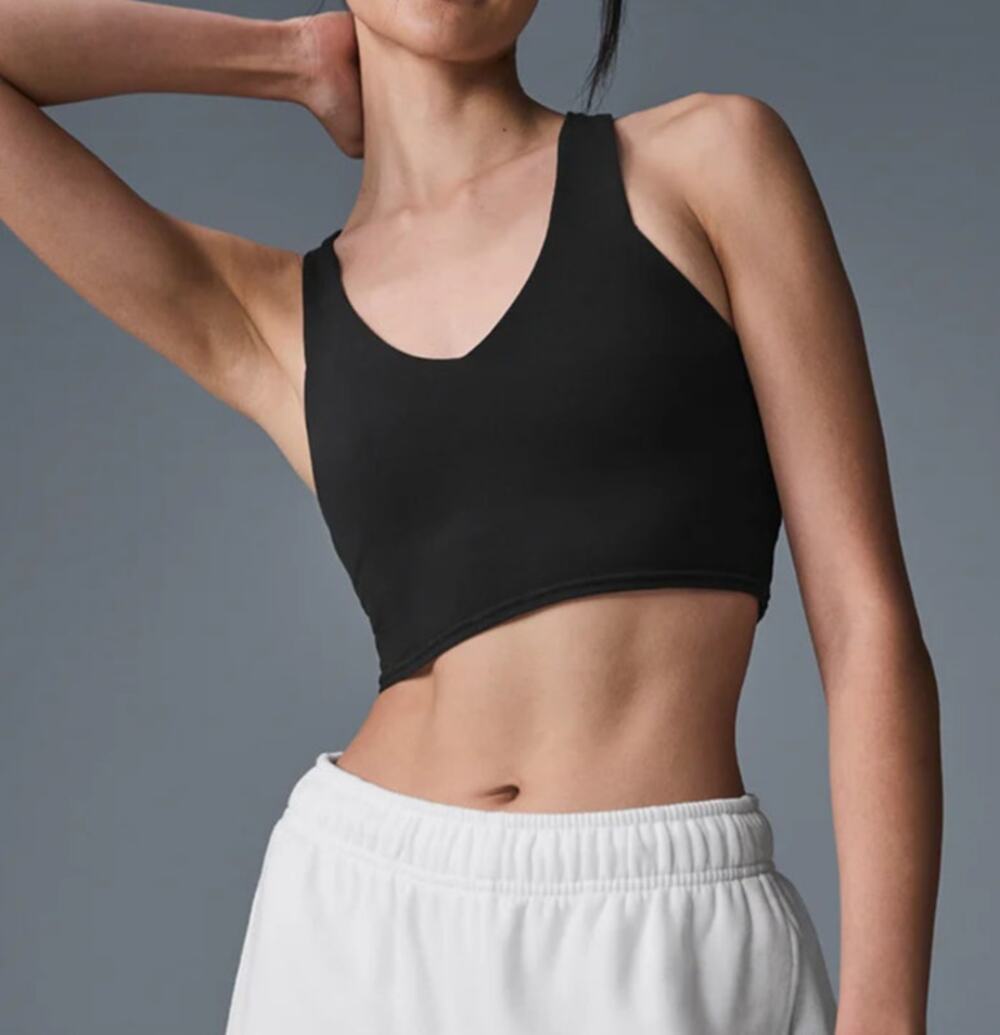 Alo Yoga Airbrush Real V-Neck Bra Tank Top Black Small